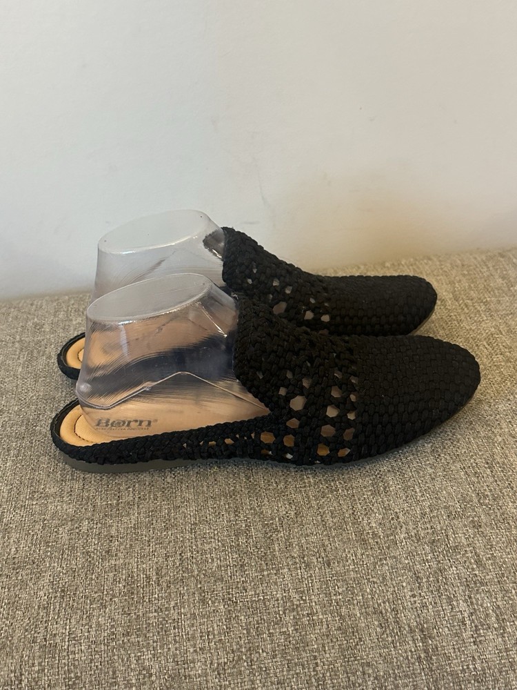 Born Women’s Black Slip On Crochet Mule Flats Size 8