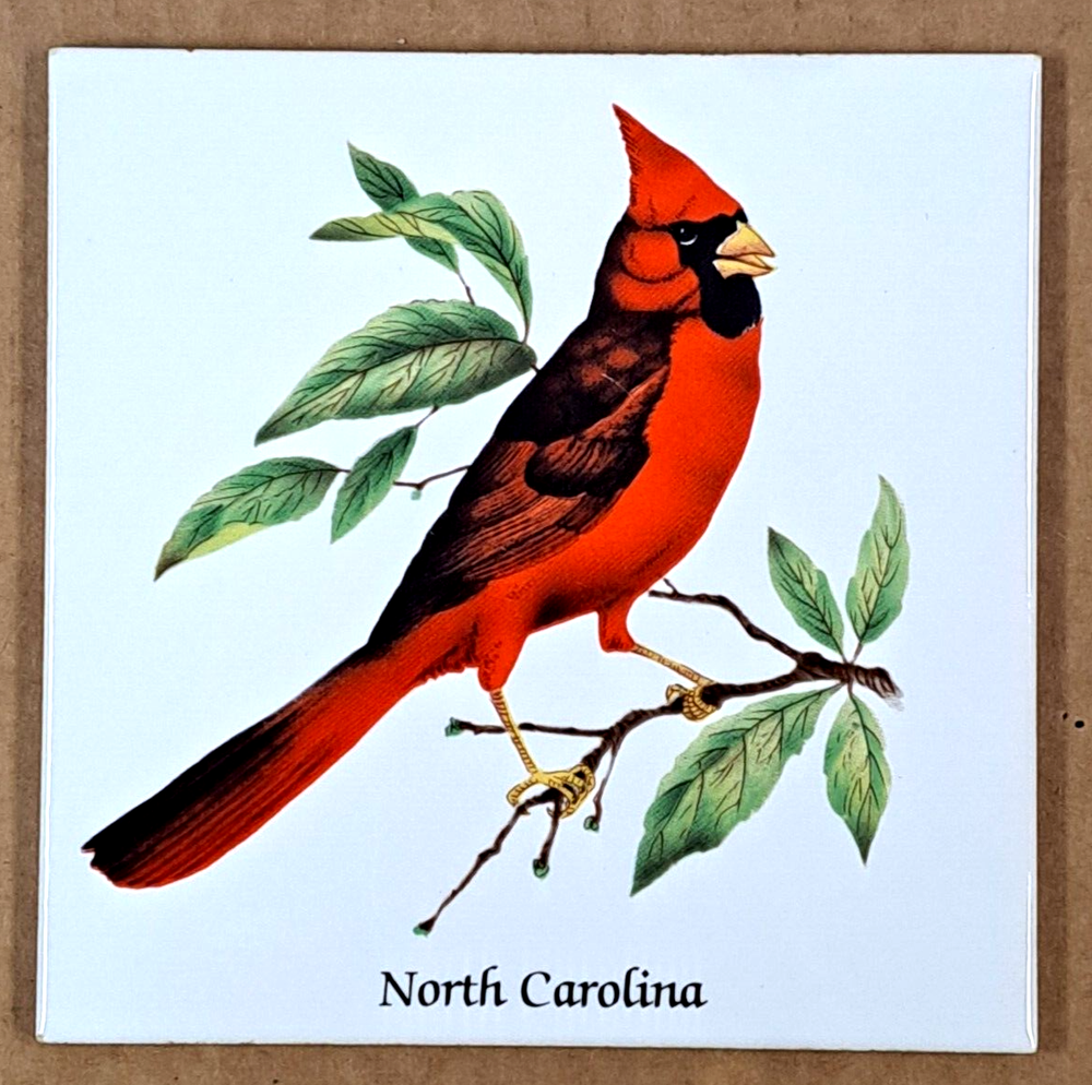 Decorative ceramic tile Red Bird Cardinal North Carolina 6x6 inch pre-owned