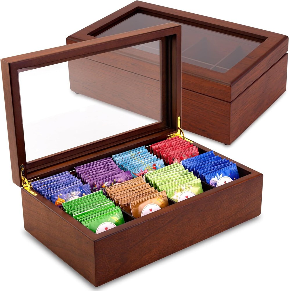 Tea Box - Luxury Wooden Tea Bag Organizer from The Apace Premier Collection...