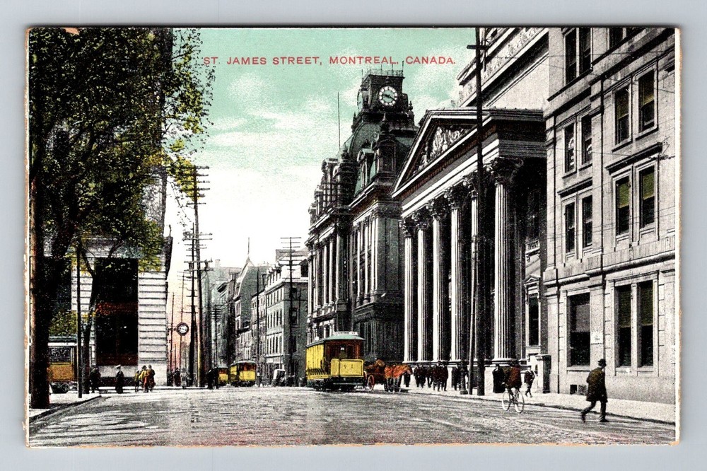 Canada- Montreal Quebec St. James Street Souvenir Old Post View Vintage Postcard