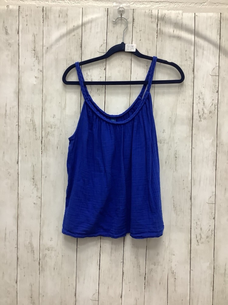Old Navy Women's Royal Blue Crinkle Gauze Tank Top Braided Straps Size Large
