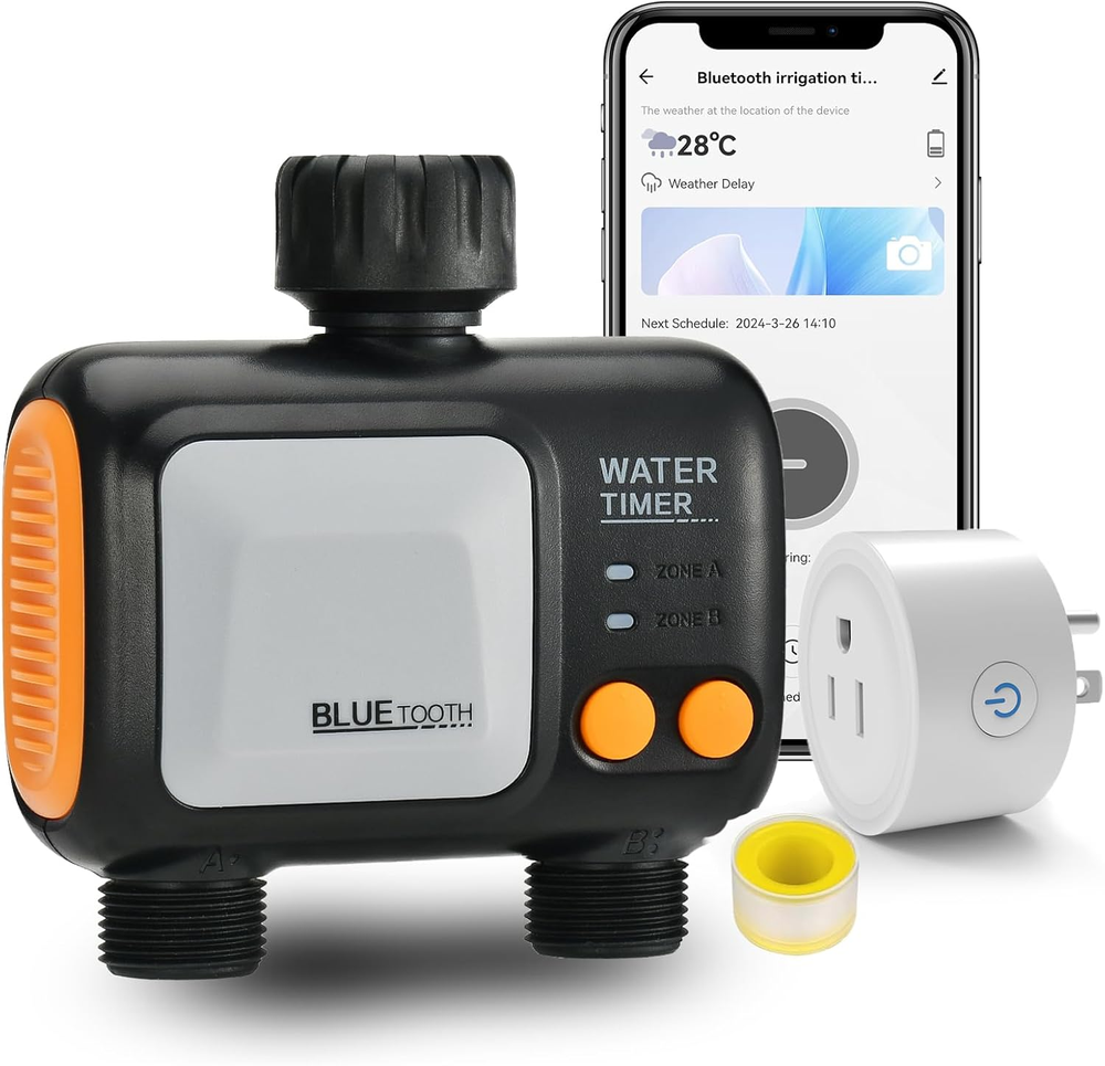 Smart Wifi Water Timer for Garden Hose - 2 Zone Sprinkler Timer with Wifi Hub -