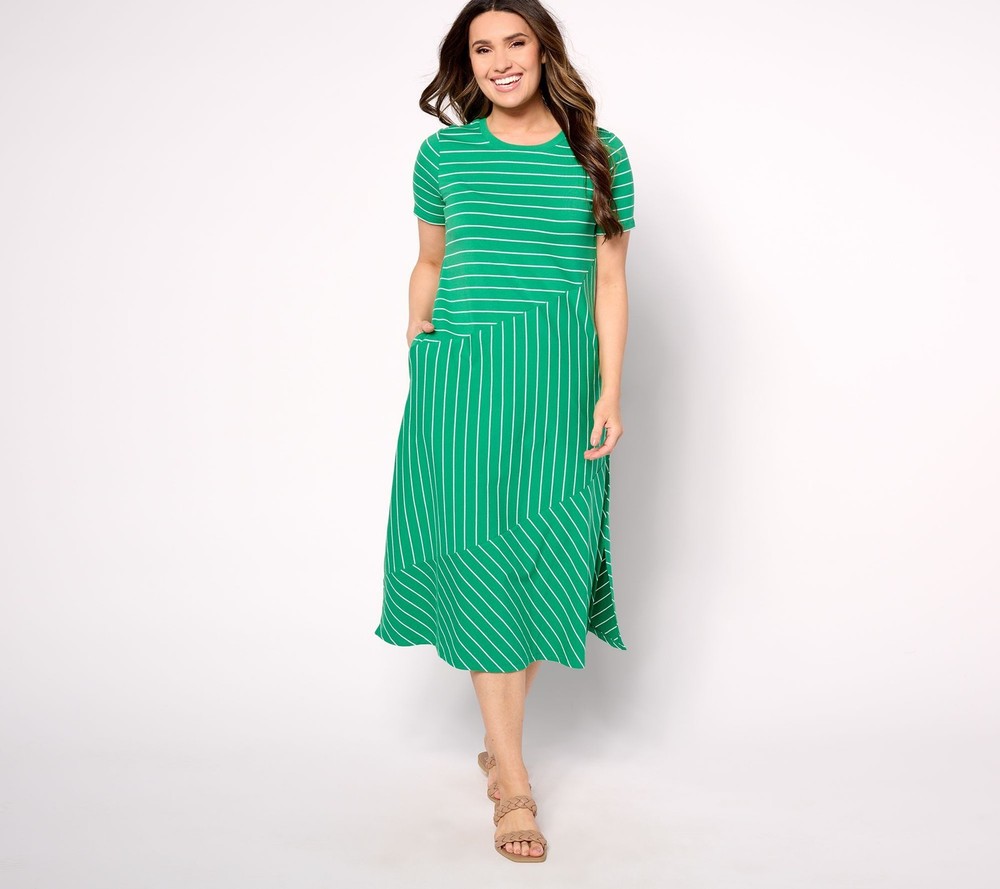 Joan Rivers Classics Collection Women's Dress Sz S Cotton Modal Green A644605