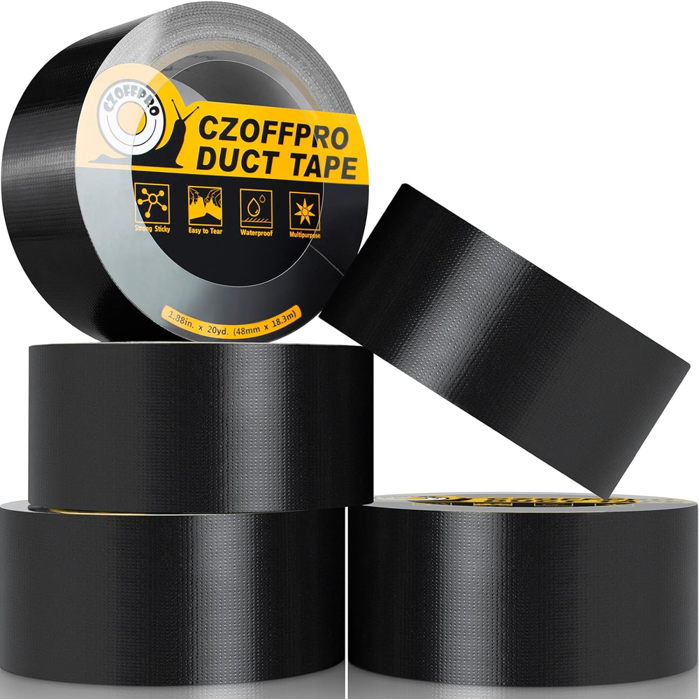 Black Duct Tape Bulk - 5 Rolls of Duct Tape Heavy Duty, Strong Adhesive Flexible