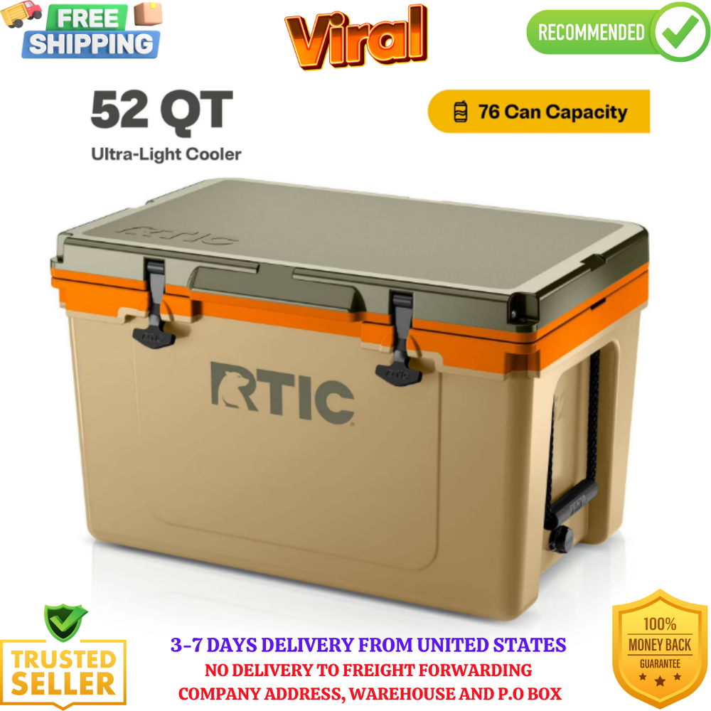 RTIC 52 QT Ultra-Light Hard-Sided Ice Chest Cooler, Fits 76 Cans, Trailblazer