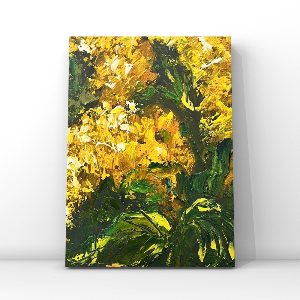 Original Floral Impressionism Yellow Bouquet Oil Painting Impasto Art