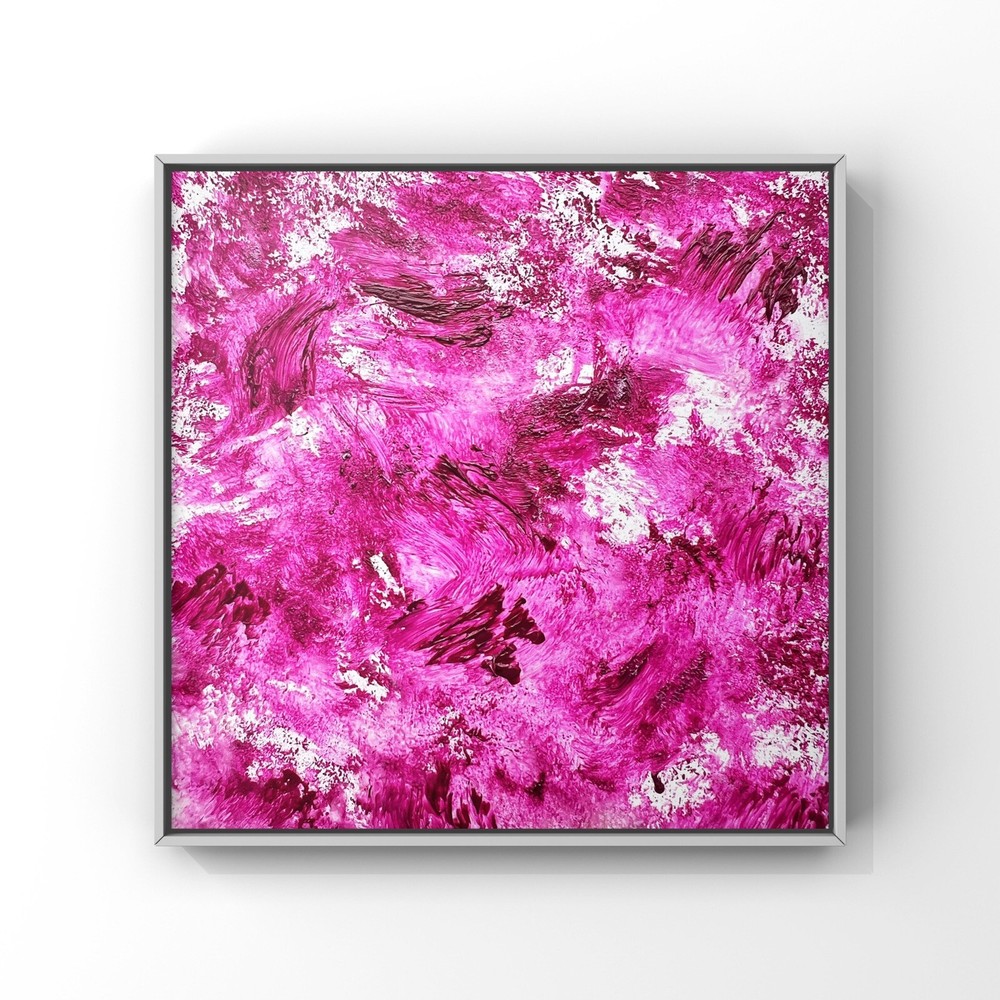Abstract purple magenta oil painting Modern contemporary tiny art from Ukraine
