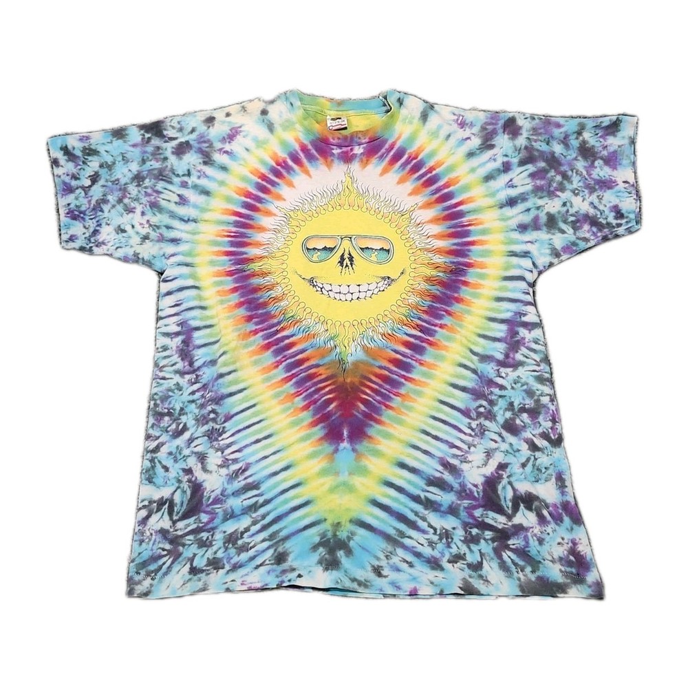 Vtg Grateful Dead Jerry Jasper Sun Moon Tye Dye T Shirt Sz XL Single Stitch