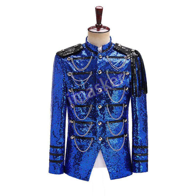 Military-Inspired Sequined Palace Performance Blazer for Men
