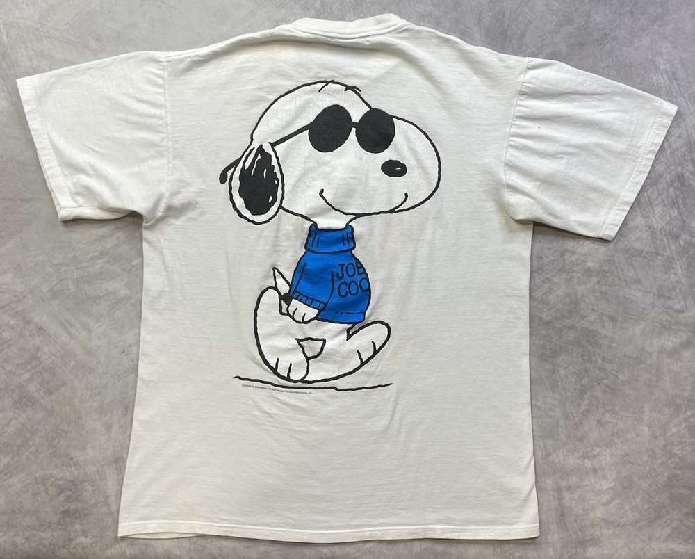 Vintage Peanuts Snoopy Joe Cool Woodstock Double Sided Jerzees T-shirt Size L