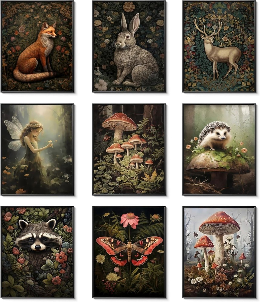 Dark Cottagecore Room Decor Aesthetic, Cottagecore Core Wall Decor, Forest Botan