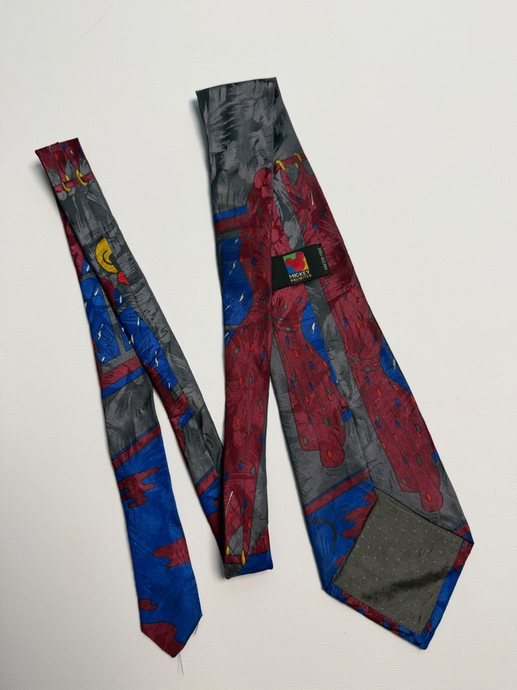 Vintage Mickey Unlimited Tie 90s Disney Mickey Mouse Scene Necktie Made in Italy