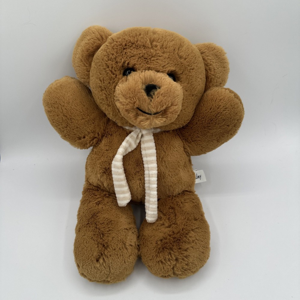 Aurora World Riley Teddy Bear With Striped Scarf Plush Stuffed Animal 8”