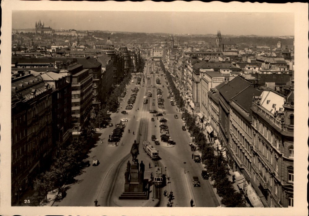 RPPC Aerial Wenceslas Square Prague Bohemia Czech Republic vintage postcard s917