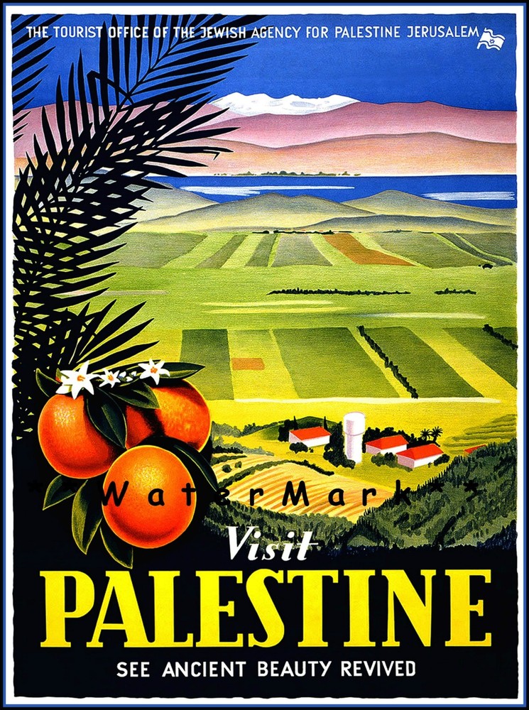 Visit Palestine 1936 Ancient Beauty Vintage Poster Print Travel Tourism  Art