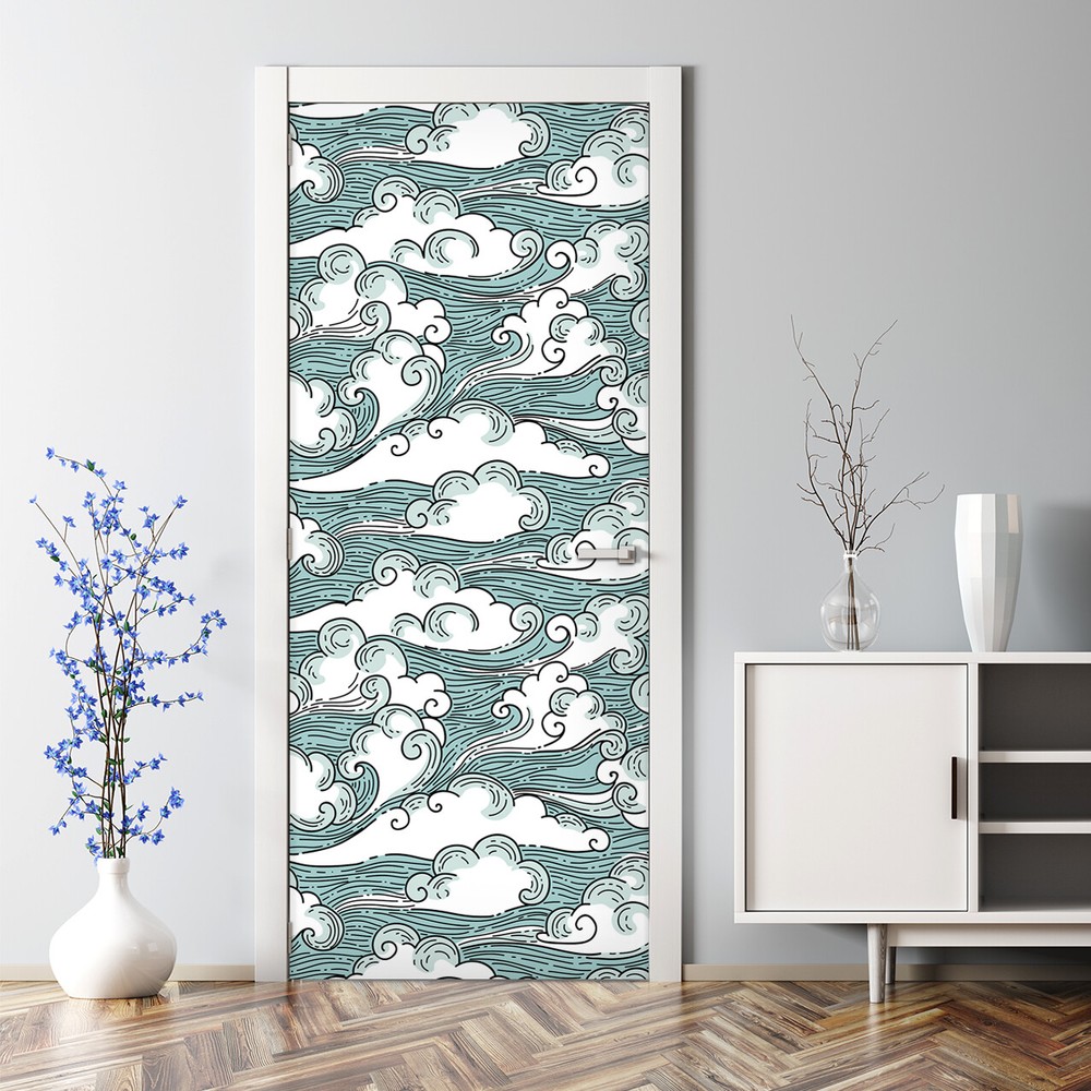 Windy Sky nursery cloud kid blue child heaven sky abstract draw Door Decal