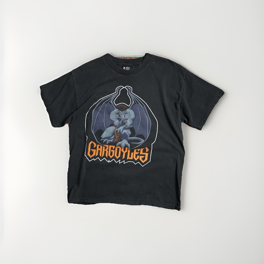 Vintage Disney Gargoyles Tee Shirt Stone By Day Warrior By Night Black Orange