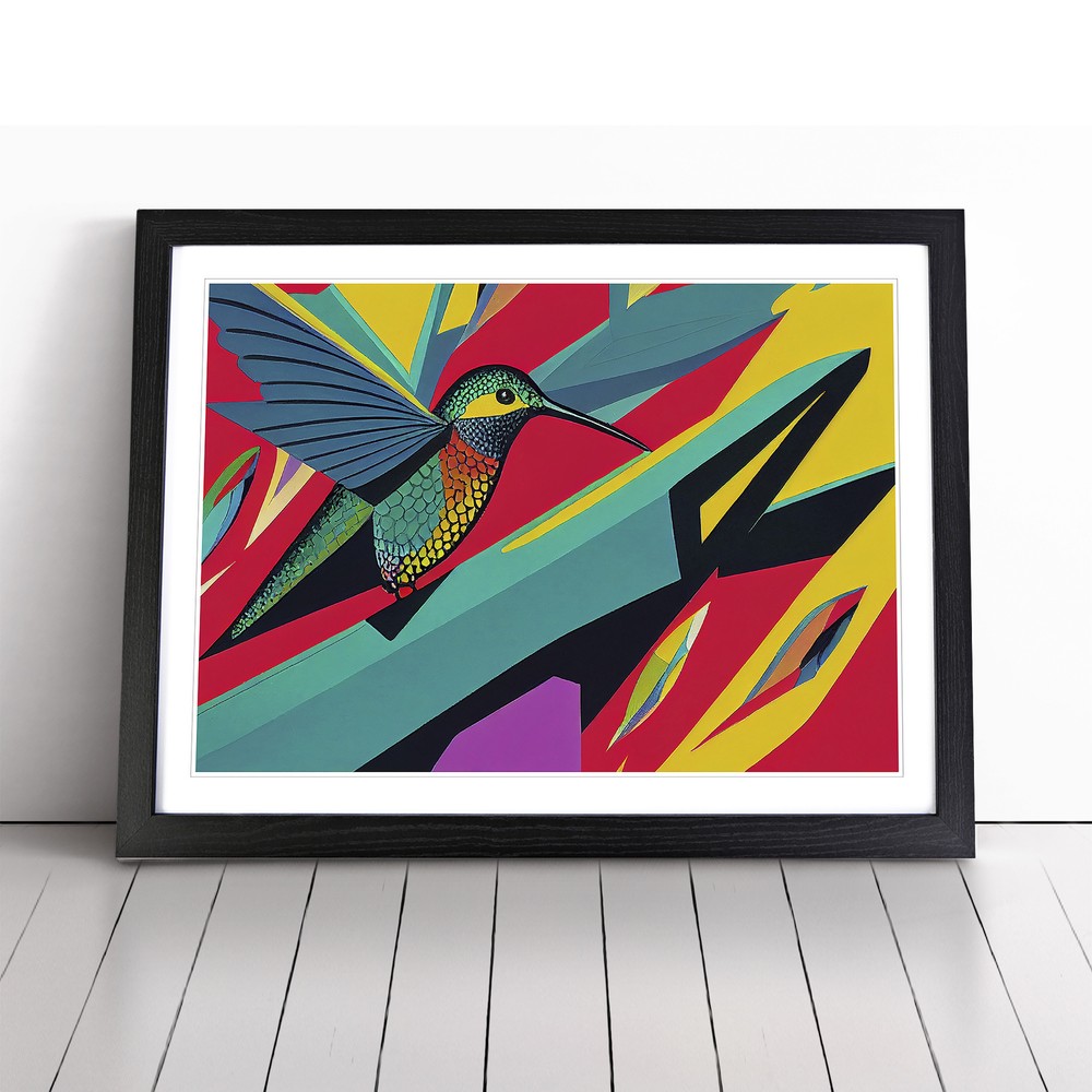 Unique Abstract Hummingbird Wall Art Print Framed Canvas Picture Poster Decor