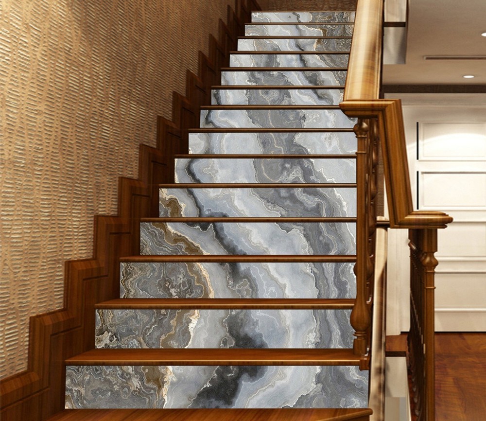 3D Grey Marble Texture AZ656 Stair Risers Decoration Mural Vinyl Wallpaper Kay
