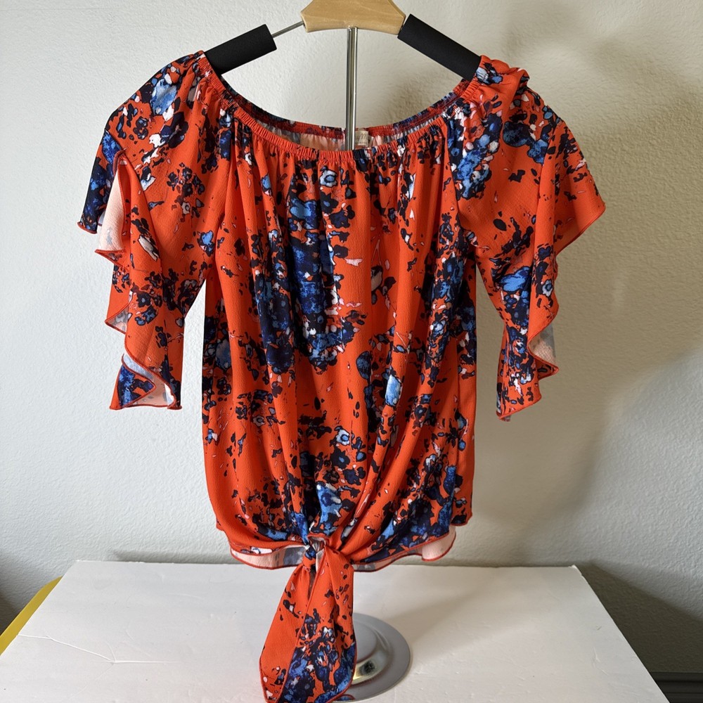 Lucky Mare Women’s Blouse Floral Print With Flowy Sleeves Size M