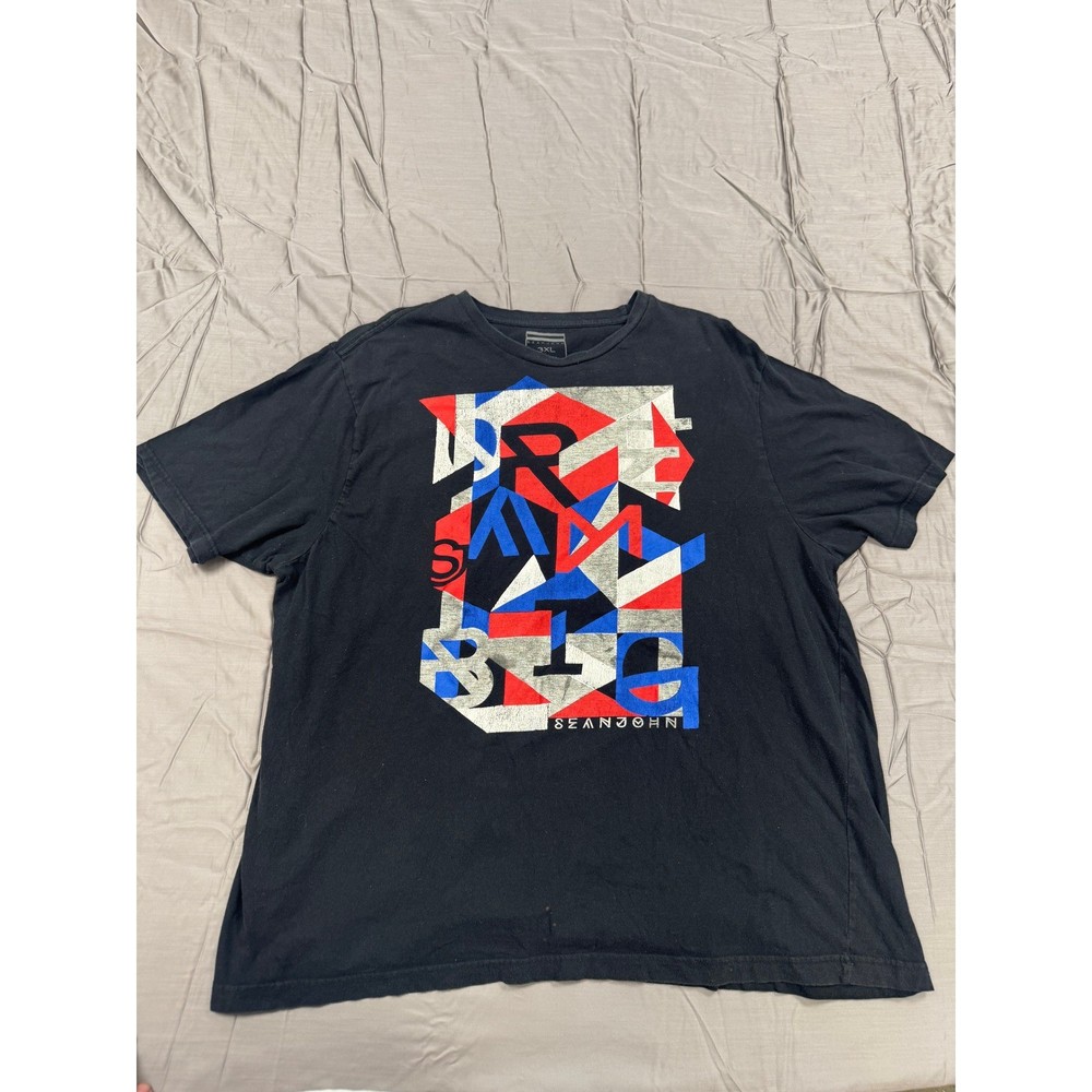 Sean John Mens 3XL Black Graphic T-Shirt DREAM BIG Abstract Cotton Tee B&T-image