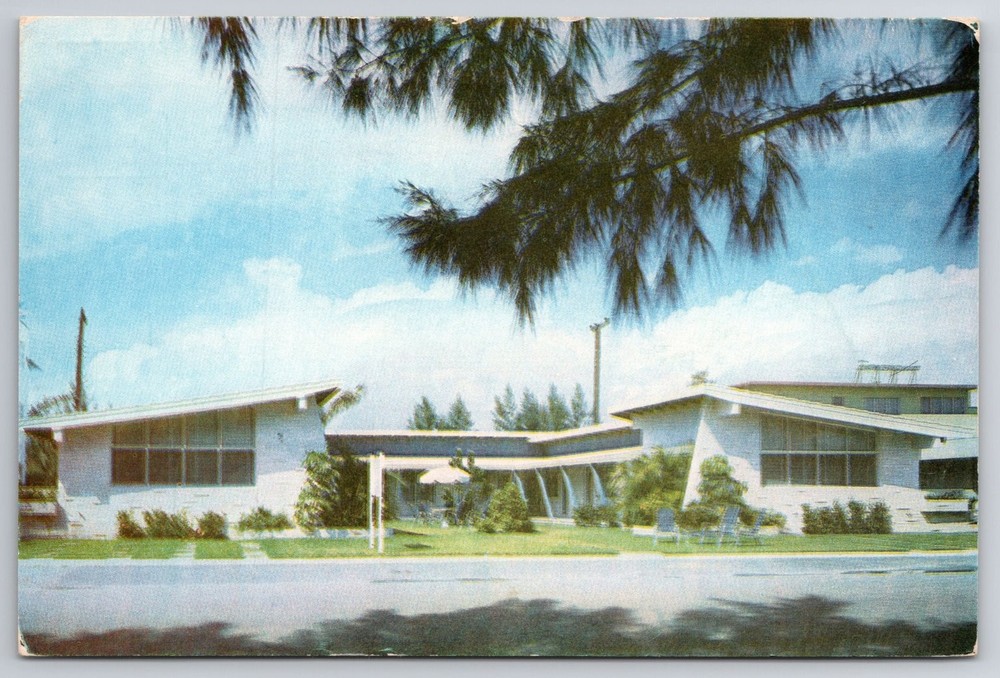 Marine Terrace Apartments Fort Lauderdale FL Vintage Chrome Postcard 1950s