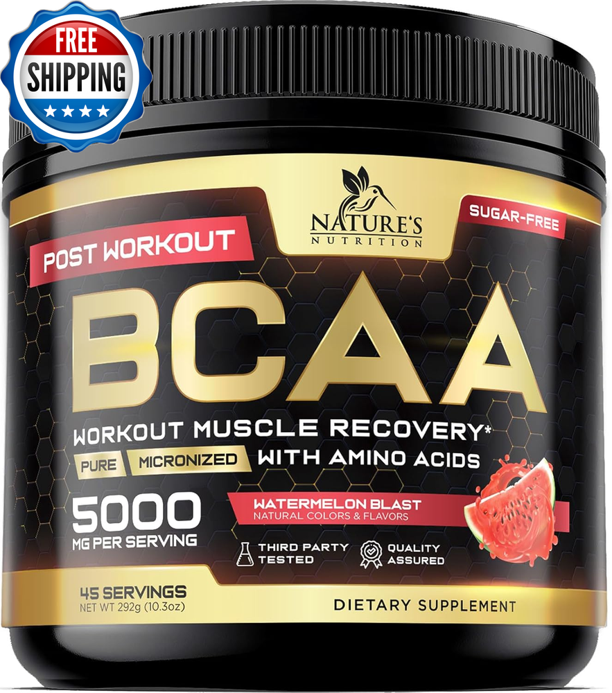 BCAA Powder, 4G Bcaas 2:1:1, 1G Glutamine, B6 - Pre Workout Drink Energy Boost &