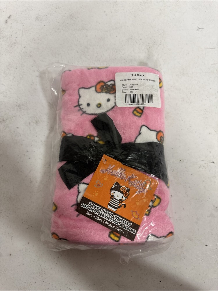 Hello Kitty Halloween Candy Corn Hand Towels, Set Of 2 Pink