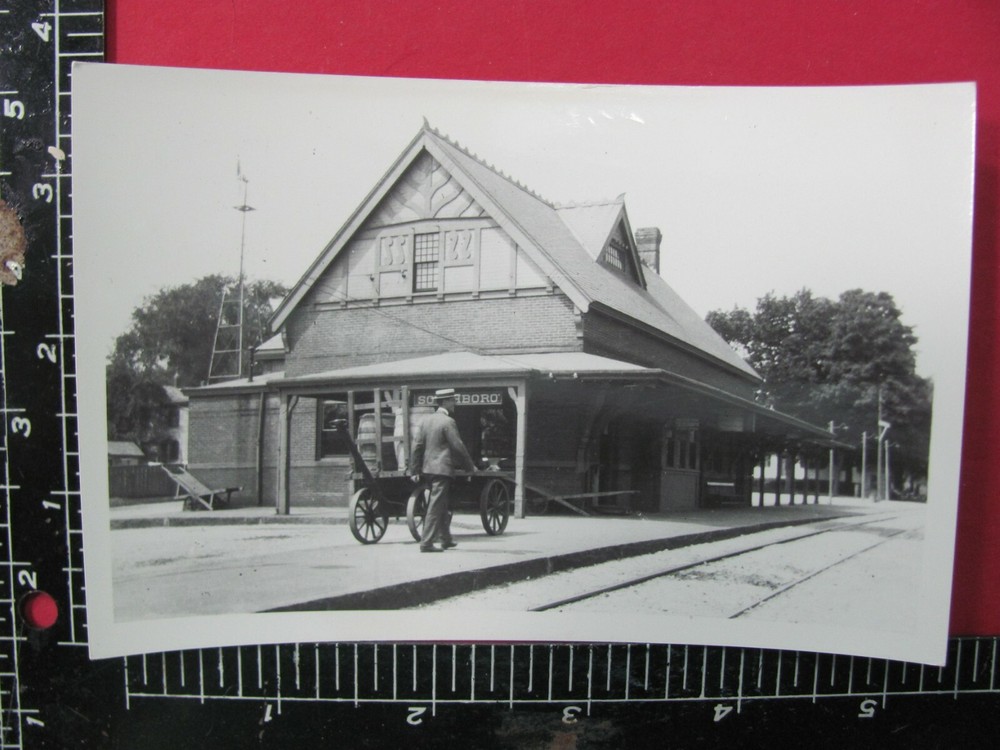 New Haven Nynh&H Railroad Depot Southboro Massachusetts B&W Rppc Postcard Photo
