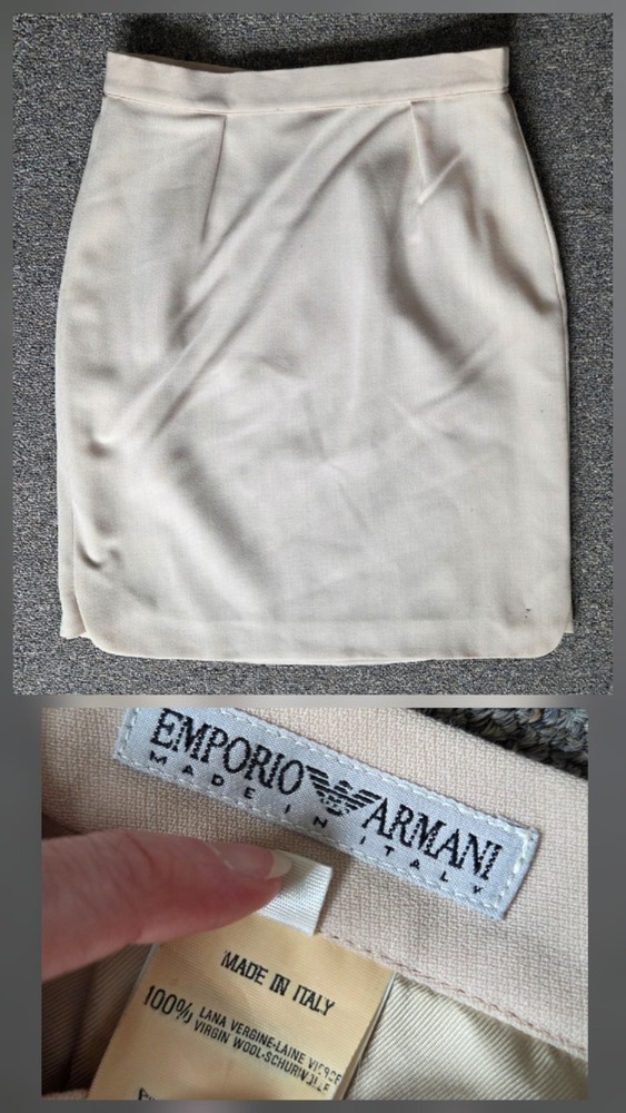 Emporio Armani Cream Virgin Wool Pencil Skirt - Made in Italy - IT 44 (US 6)