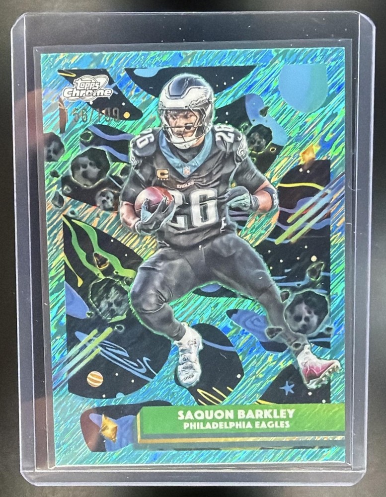Saquon Barkley 2025 Topps Cosmic Chrome Football Aqua Equinox Refractor /199
