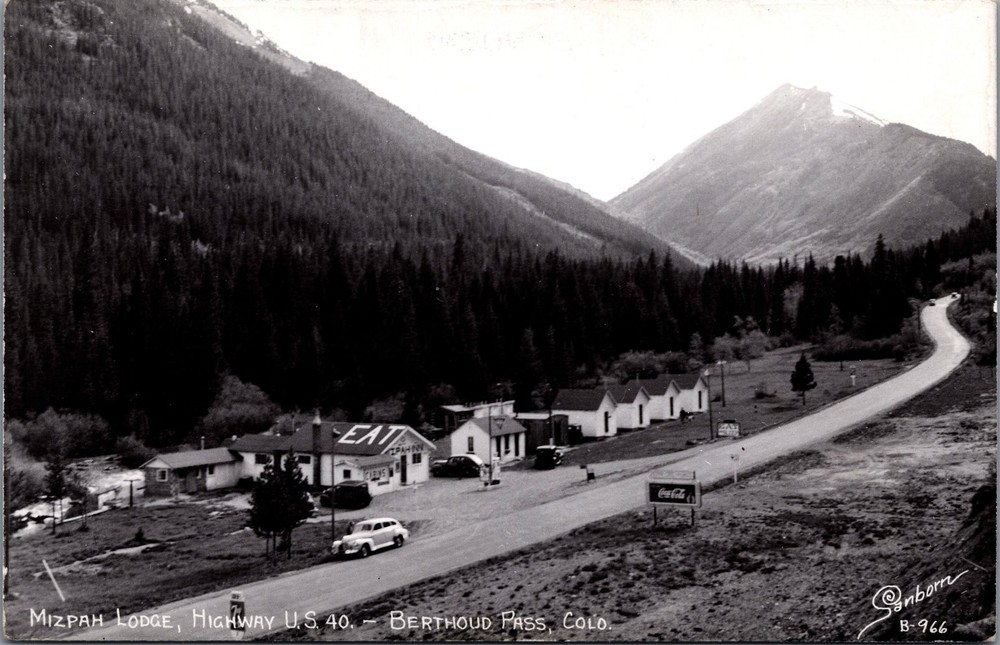 Mizpah Lodge US 40 Berthoud Pass Colorado RPPC Vintage Postcard 1940s Mountains
