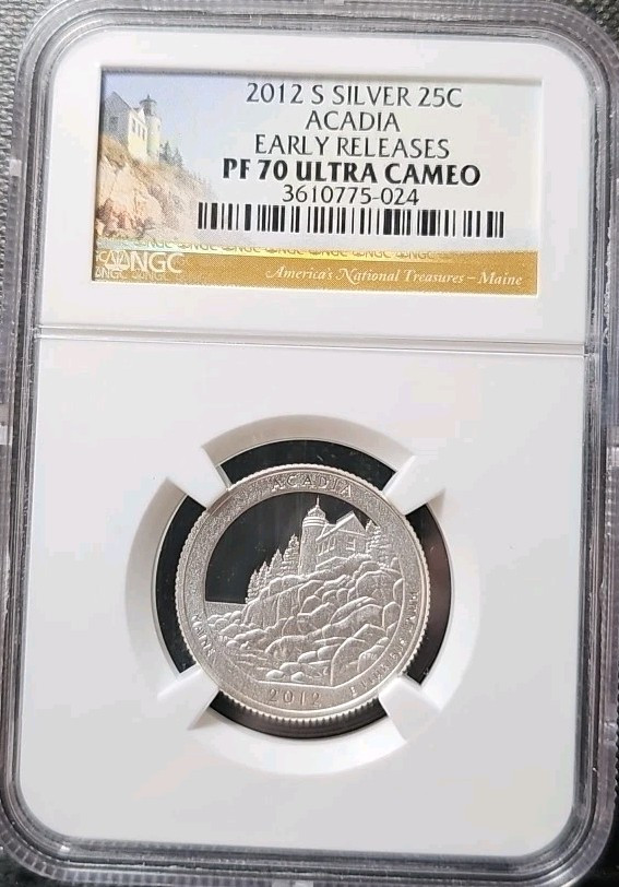 Acadia 2012-S - 25C plateado - PF70 Ultra camafeo - lanzamientos tempranos-image
