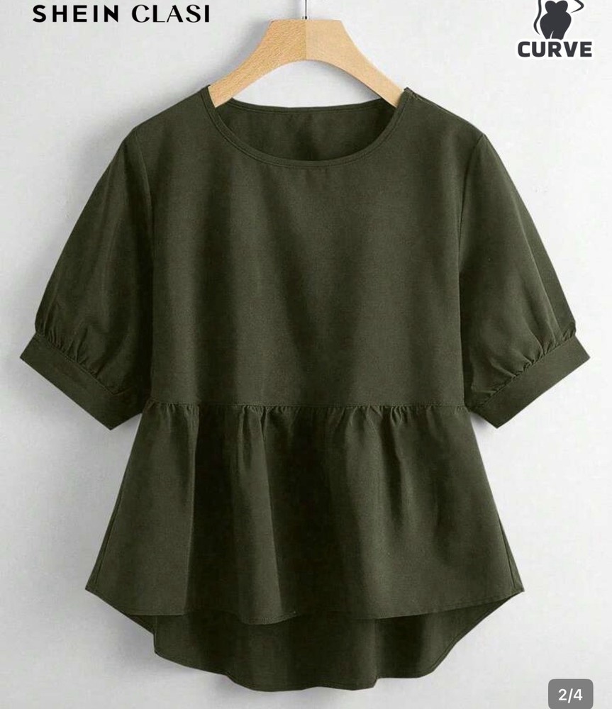 Green Peplum Top XL