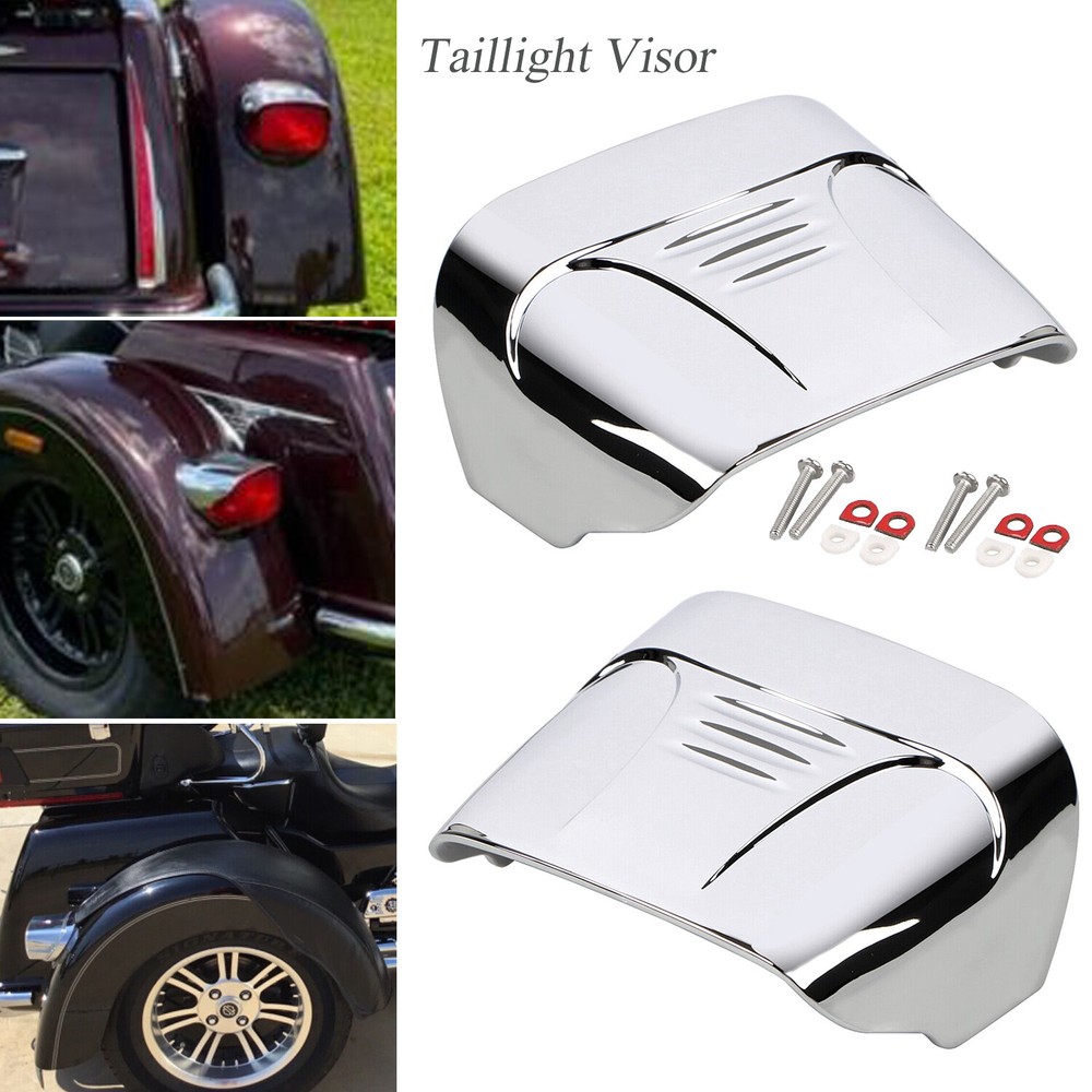 Rear Tail Light Visor Cover Kit For Harley 09-22 Tri Glide Ultra FLHTCUTG Chrome