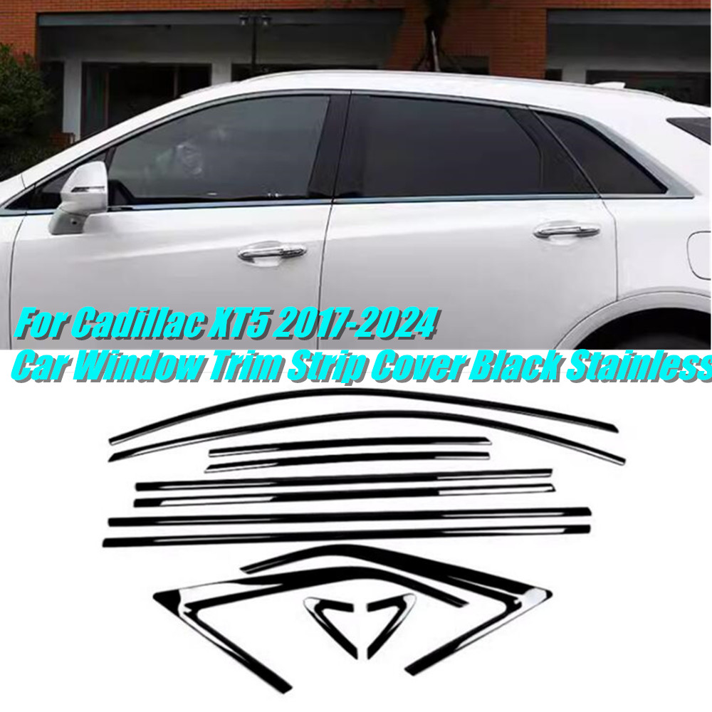 2017-2024 Cadillac XT5 Black Stainless Window Frame Trim Strip Cover