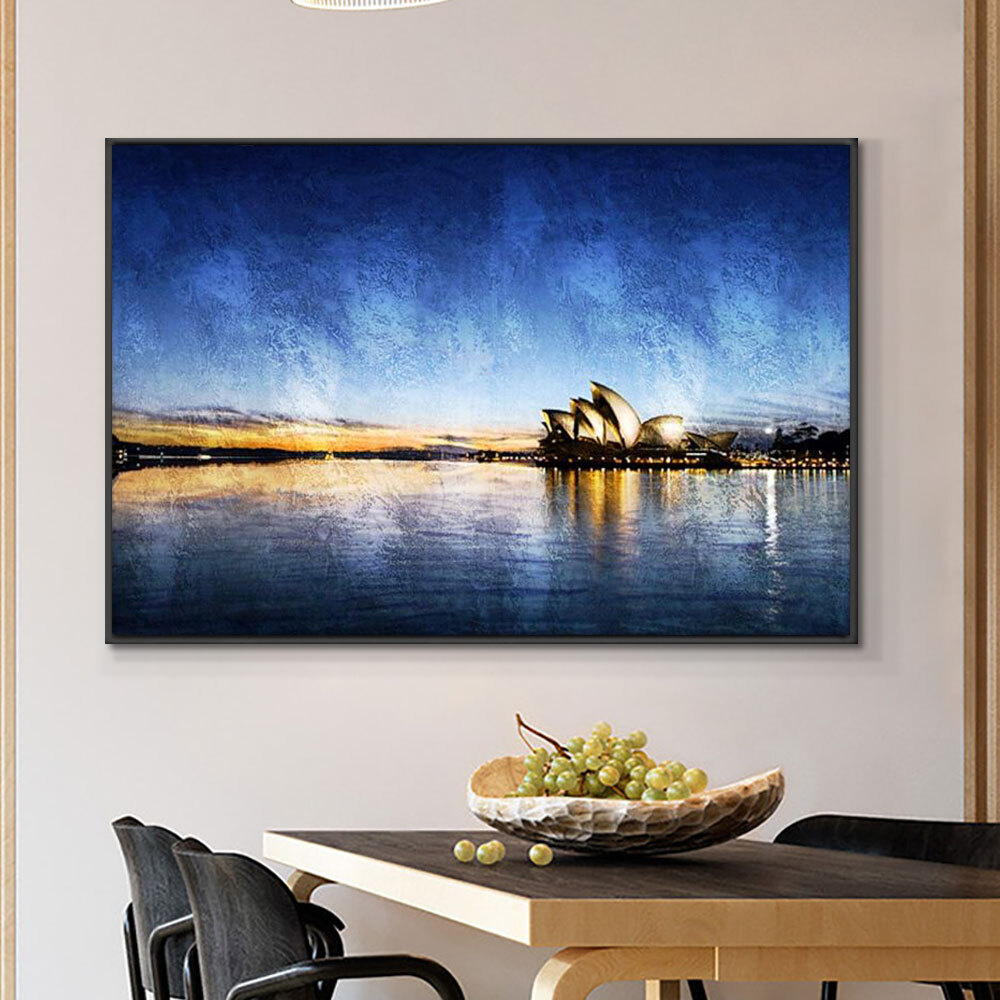 Abstract Blue Seascape Oil Painting Hand Painted Modern Landscape Canvas