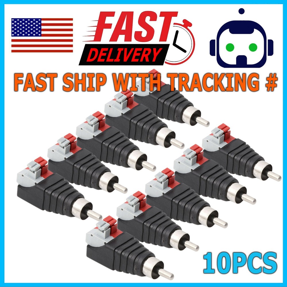 10 Pcs Speaker Wire Cable To Audio Male RCA Connector Adapter Jack Plug US