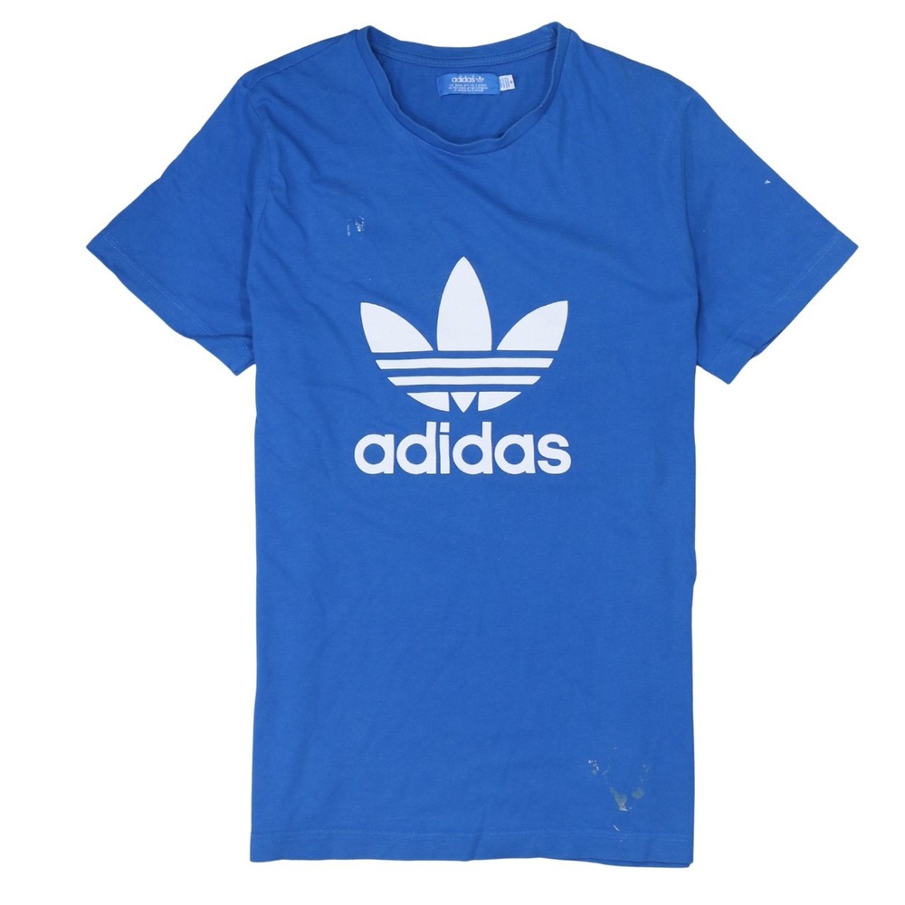 Adidas Mens T Shirt Blue Cotton Trefoil Logo Graphic Athletic Gym Tee M