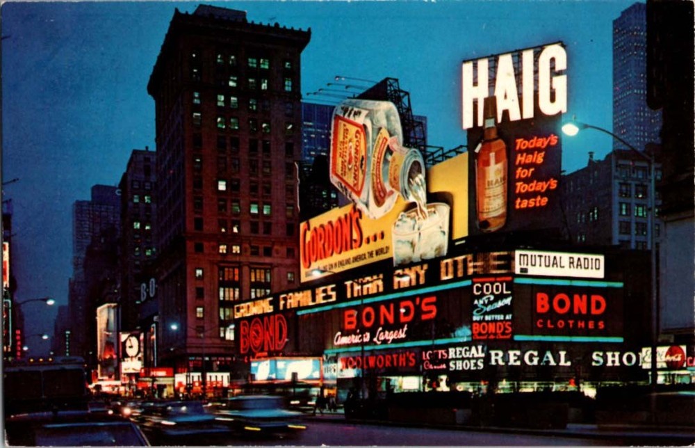 Pre-1980 GORDON'S GIN BILLBOARD AT TIMES SQUARE New York City NY m/14 BB9122