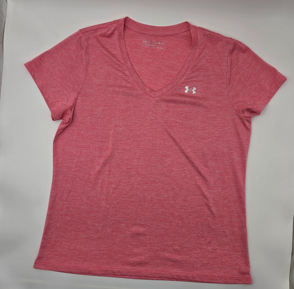 Under Armour,sports,t-shirt,Heatgear,V-neck,women,pink,size XL