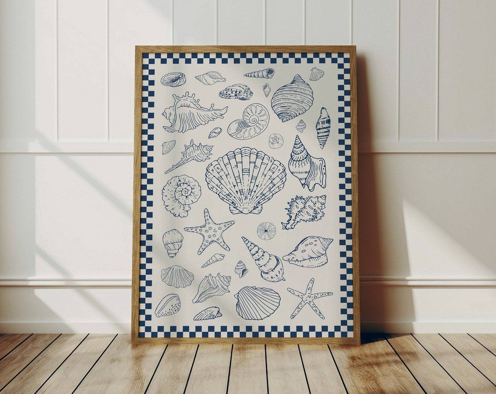 Seashell Art Prints Trendy Coastal Wall Art Coastal Cowgirl Decor Beachy House
