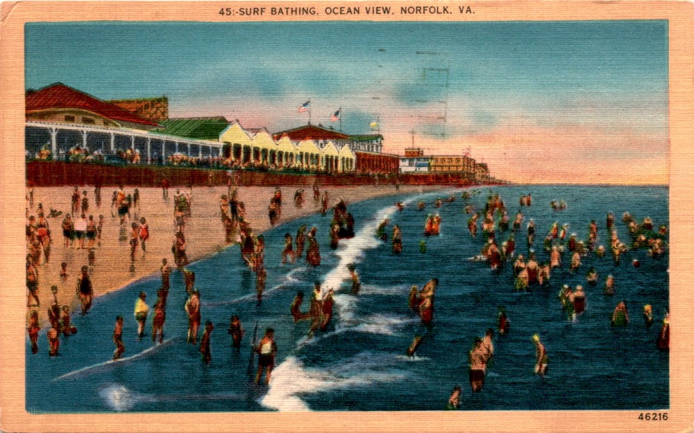 SURF BATHING, OCEAN VIEW, NORFOLK, VA, FRANK Postcard