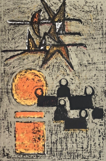 Vintage Abstract Litho Industrial Graffiti Street Art Inspired by Basquiat Geometric Designs-image