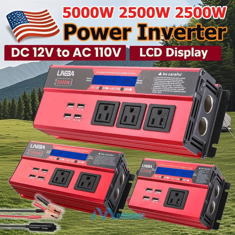 1500W 2500W 5000W Power Inverter 12V To 110V 120V Converter For Boat Car Camping