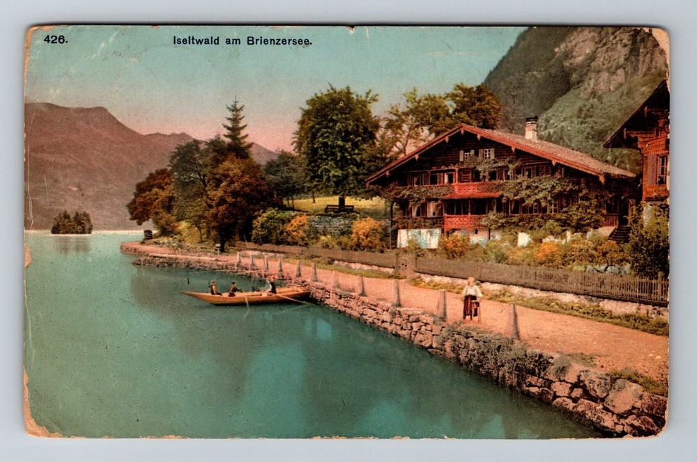 Switzerland- Iseltwald Lake Brienz Chalet Postal Old Card Vintage c1908 Postcard