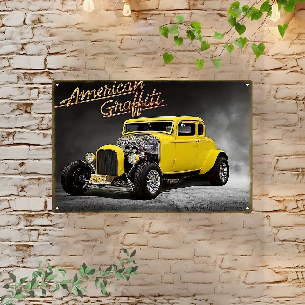 Graffiti Vintage Hot Rod Metal Sign Classic Car Garage Man Cave Wall Decor Gift