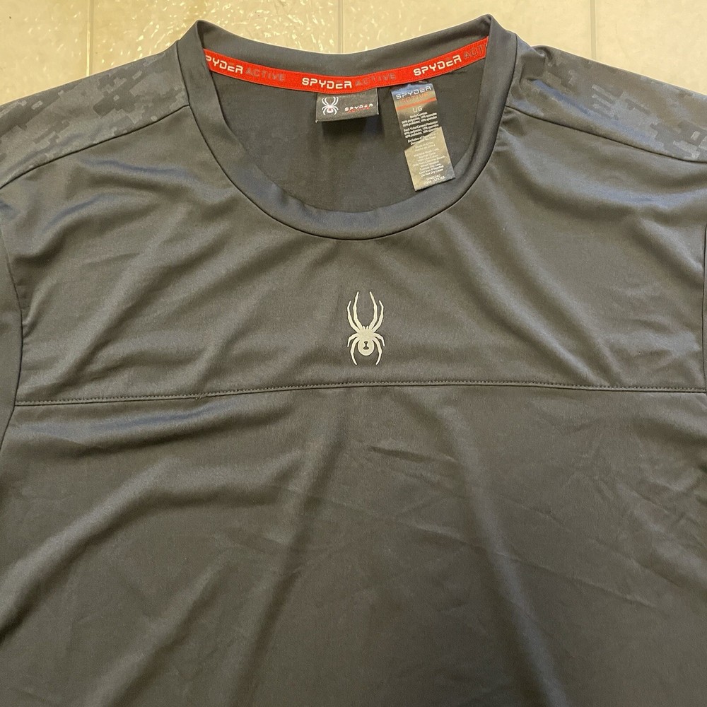 SPYDER Active Proweb Shirt Camo Men's Size L Short Sleeve Stretch Performance