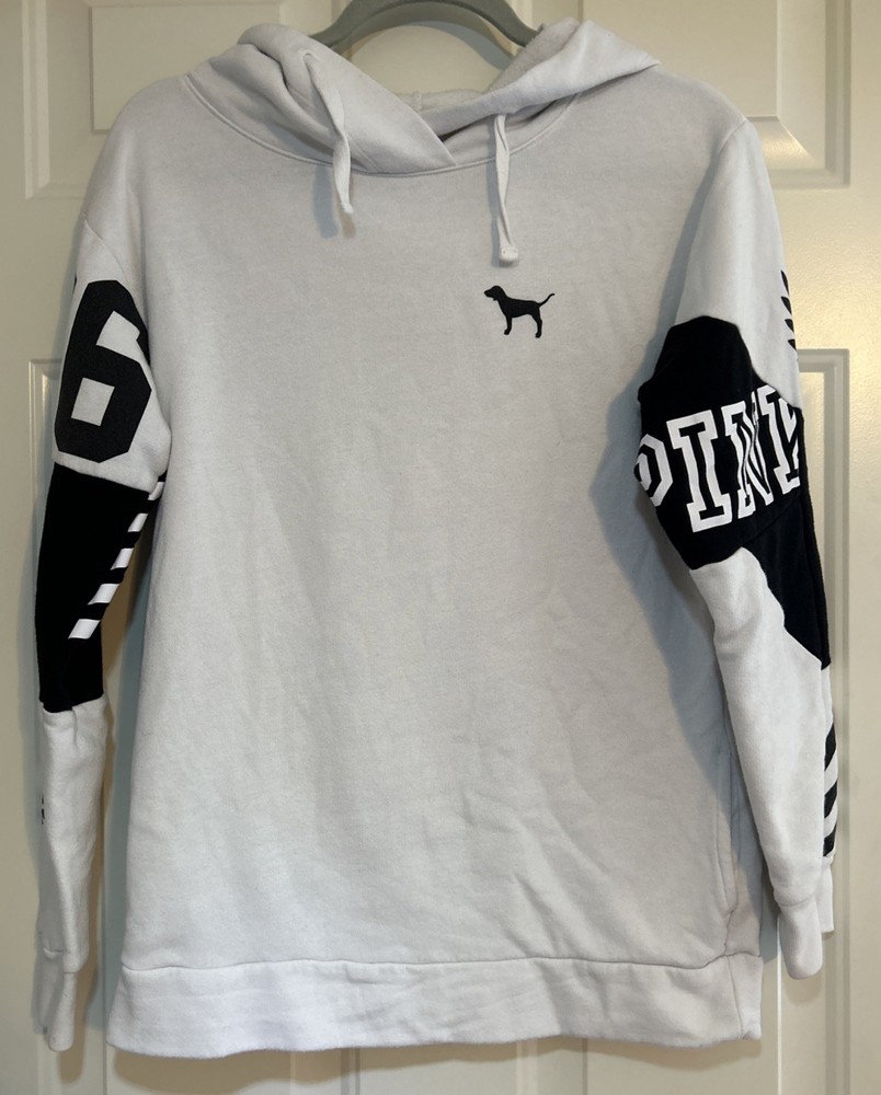 Victoria's Secret Pink Women's Hoodie Sweatshirt XS White Black