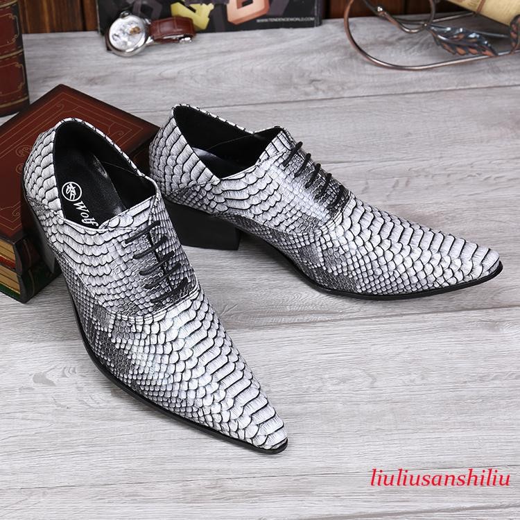 Men's Snakeskin Pattern Serpentine British Leather Dress Nightclub Shoes New